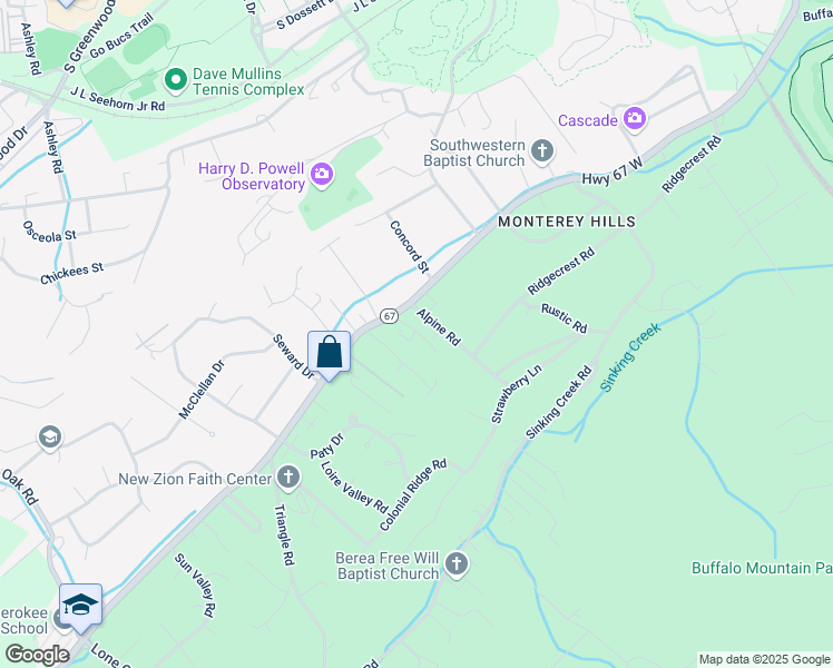 map of restaurants, bars, coffee shops, grocery stores, and more near 32 Parkwood Lane in Johnson City