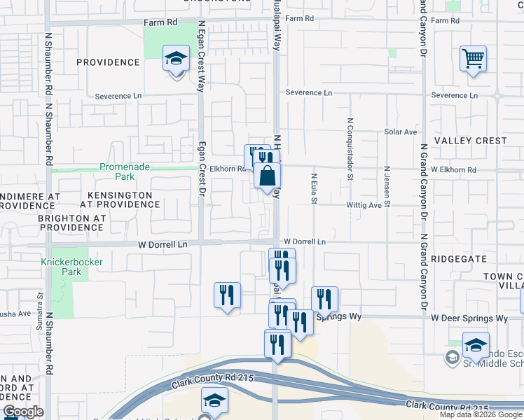 map of restaurants, bars, coffee shops, grocery stores, and more near 7099 North Hualapai Way in Las Vegas
