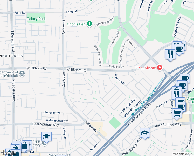 map of restaurants, bars, coffee shops, grocery stores, and more near 3920 Campanario Avenue in North Las Vegas