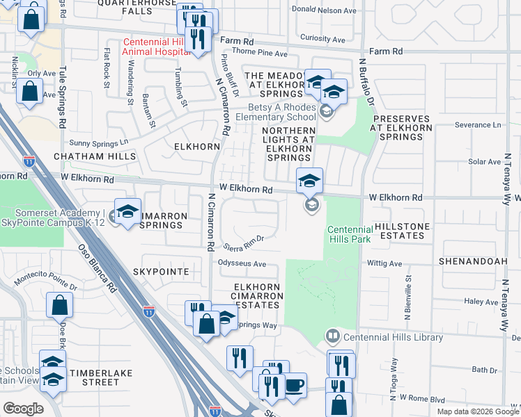 map of restaurants, bars, coffee shops, grocery stores, and more near 7808 Faith Court in Las Vegas