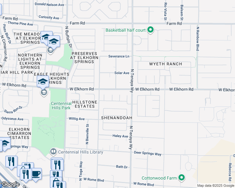 map of restaurants, bars, coffee shops, grocery stores, and more near 7141 Groveton Court in Las Vegas