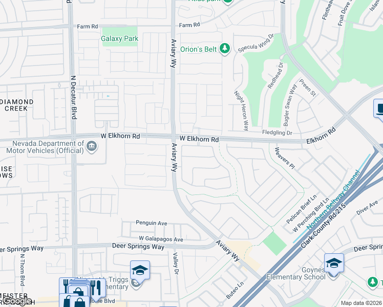 map of restaurants, bars, coffee shops, grocery stores, and more near 4208 West Falcons Flight Avenue in North Las Vegas