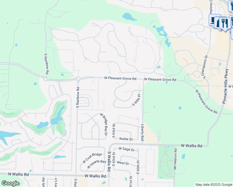 map of restaurants, bars, coffee shops, grocery stores, and more near 5217 South 62nd Street in Rogers
