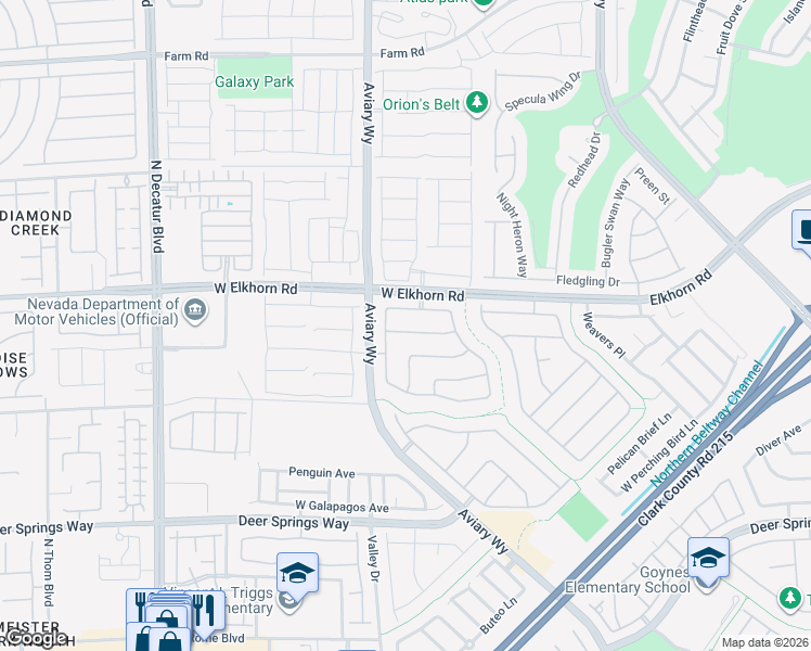 map of restaurants, bars, coffee shops, grocery stores, and more near 4208 West Falcons Flight Avenue in North Las Vegas