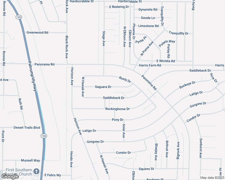 map of restaurants, bars, coffee shops, grocery stores, and more near 1330 Saddleback Drive in Pahrump