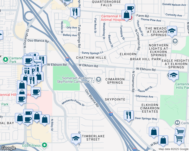 map of restaurants, bars, coffee shops, grocery stores, and more near 8267 Southern Cross Avenue in Las Vegas