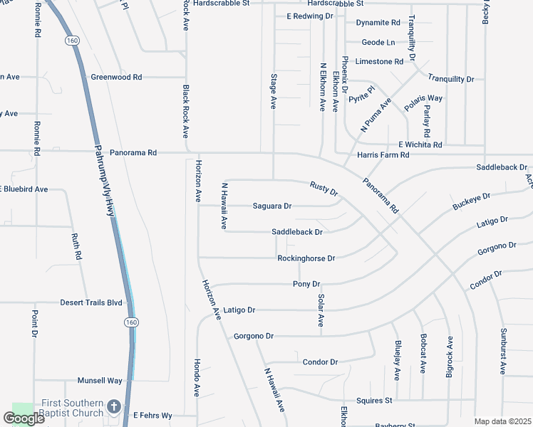 map of restaurants, bars, coffee shops, grocery stores, and more near 1270 Saddleback Drive in Pahrump