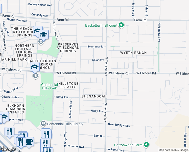 map of restaurants, bars, coffee shops, grocery stores, and more near 7141 Groveton Court in Las Vegas