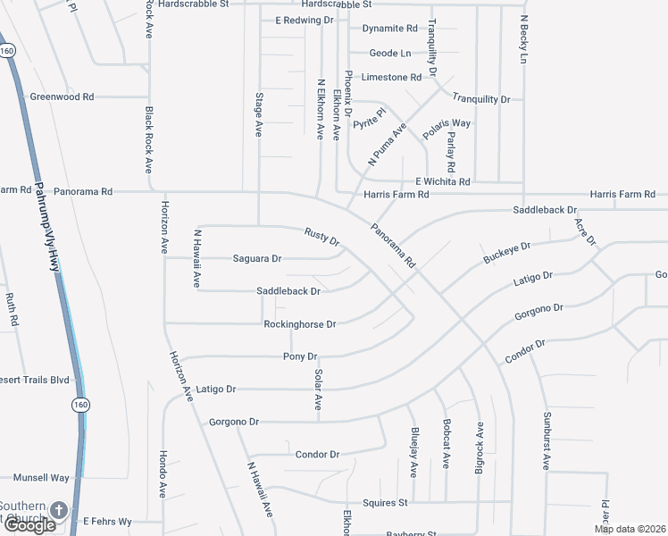 map of restaurants, bars, coffee shops, grocery stores, and more near 1501 East Saguaro Drive in Pahrump