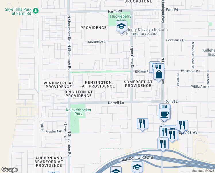 map of restaurants, bars, coffee shops, grocery stores, and more near 7112 Whitford Street in Las Vegas