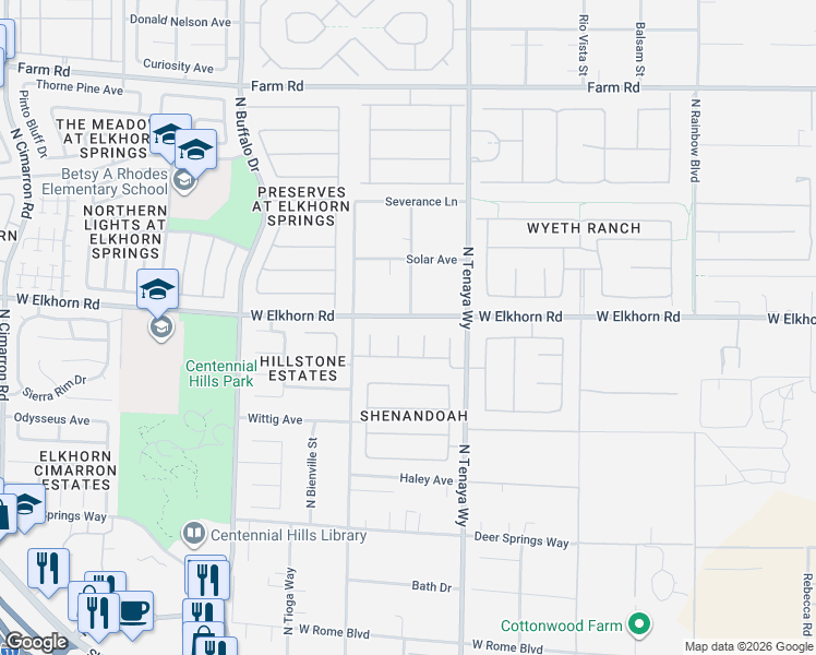 map of restaurants, bars, coffee shops, grocery stores, and more near 7120 Sudley Court in Las Vegas