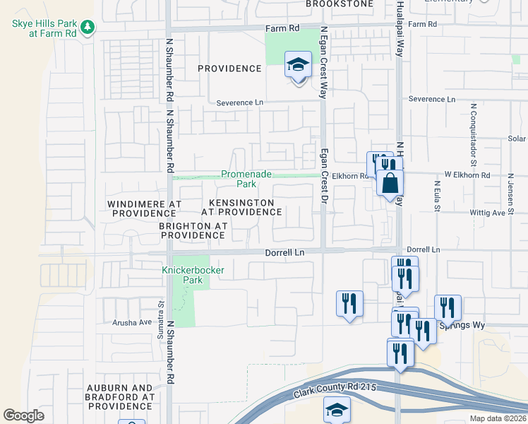 map of restaurants, bars, coffee shops, grocery stores, and more near 7112 Whitford Street in Las Vegas