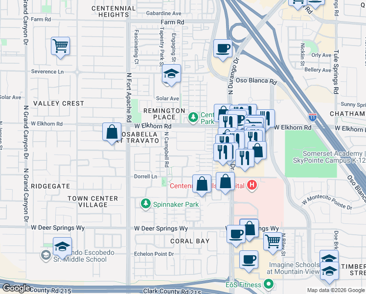 map of restaurants, bars, coffee shops, grocery stores, and more near 8944 Snowtrack Avenue in Las Vegas