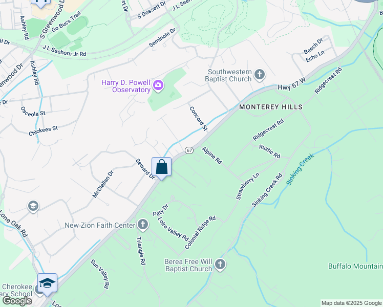 map of restaurants, bars, coffee shops, grocery stores, and more near 1715 Scenic Drive in Johnson City