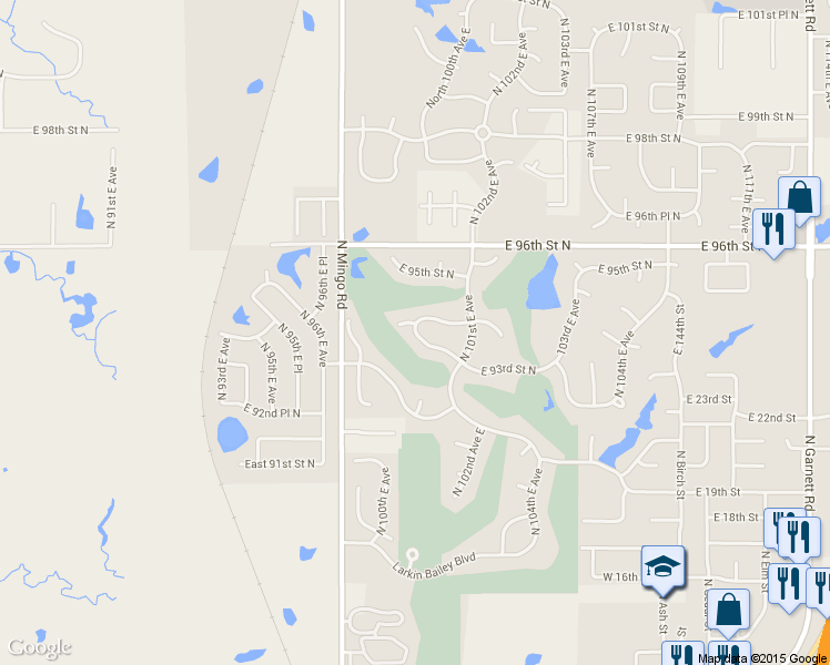 map of restaurants, bars, coffee shops, grocery stores, and more near 9113 North 100th East Avenue in Owasso