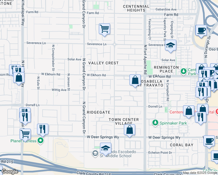 map of restaurants, bars, coffee shops, grocery stores, and more near 9417 Wisdom Valley in Las Vegas