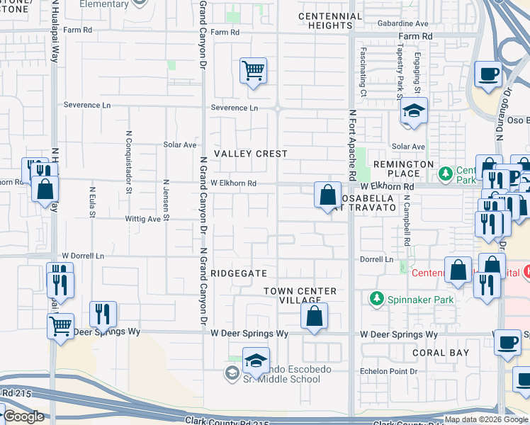 map of restaurants, bars, coffee shops, grocery stores, and more near 9417 Wisdom Valley in Las Vegas