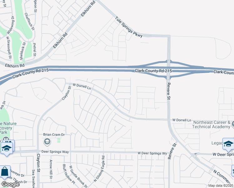 map of restaurants, bars, coffee shops, grocery stores, and more near 1317 Hopespring Loop Avenue in North Las Vegas