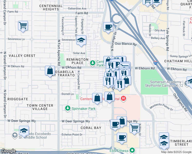 map of restaurants, bars, coffee shops, grocery stores, and more near 8919 Snowtrack Avenue in Las Vegas