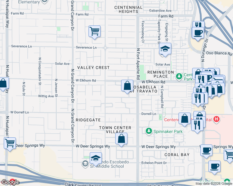 map of restaurants, bars, coffee shops, grocery stores, and more near 9325 Forest Meadows Avenue in Las Vegas