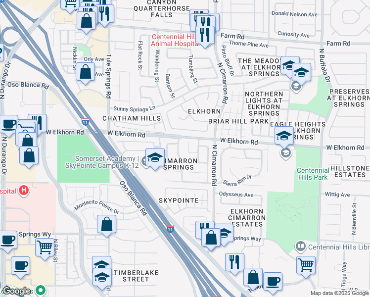 map of restaurants, bars, coffee shops, grocery stores, and more near 8057 Sweet Clover Court in Las Vegas
