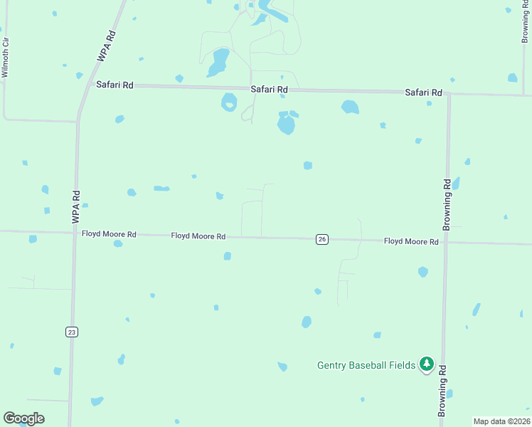 map of restaurants, bars, coffee shops, grocery stores, and more near 20898 Floyd Moore Road in Gentry