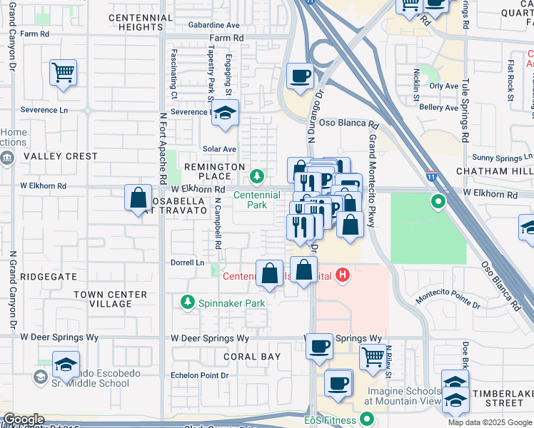 map of restaurants, bars, coffee shops, grocery stores, and more near 8919 Snowtrack Avenue in Las Vegas