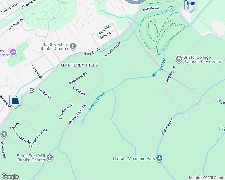 map of restaurants, bars, coffee shops, grocery stores, and more near 2016 Williamsburg Square in Johnson City