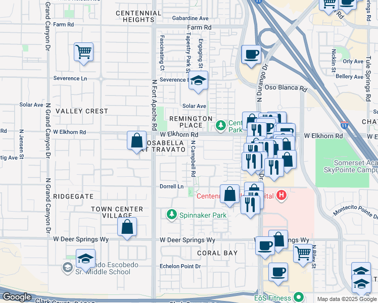 map of restaurants, bars, coffee shops, grocery stores, and more near 9083 Bushy Tail Avenue in Las Vegas