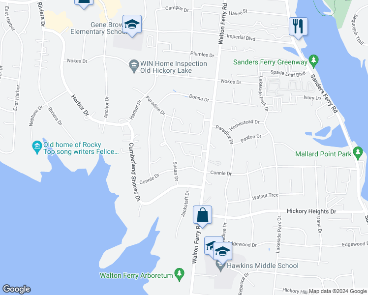 map of restaurants, bars, coffee shops, grocery stores, and more near 103 River Bend Road in Hendersonville