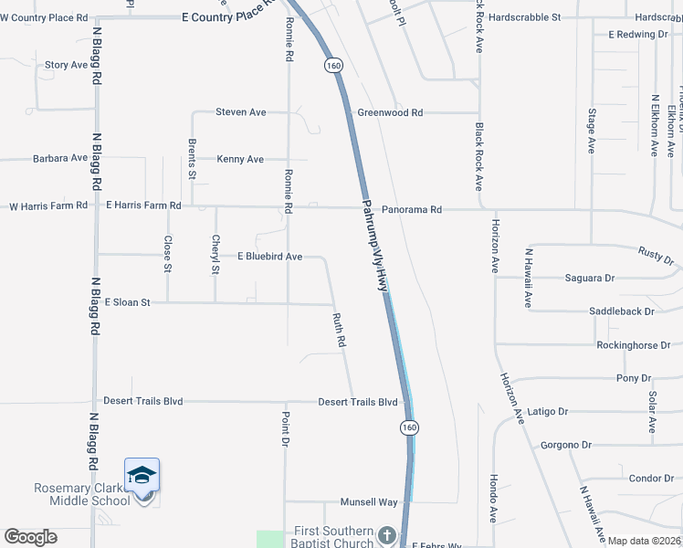map of restaurants, bars, coffee shops, grocery stores, and more near 4861 Ruth Road in Pahrump