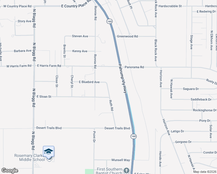 map of restaurants, bars, coffee shops, grocery stores, and more near 4861 Ruth Road in Pahrump