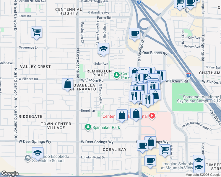 map of restaurants, bars, coffee shops, grocery stores, and more near 8944 Snowtrack Avenue in Las Vegas