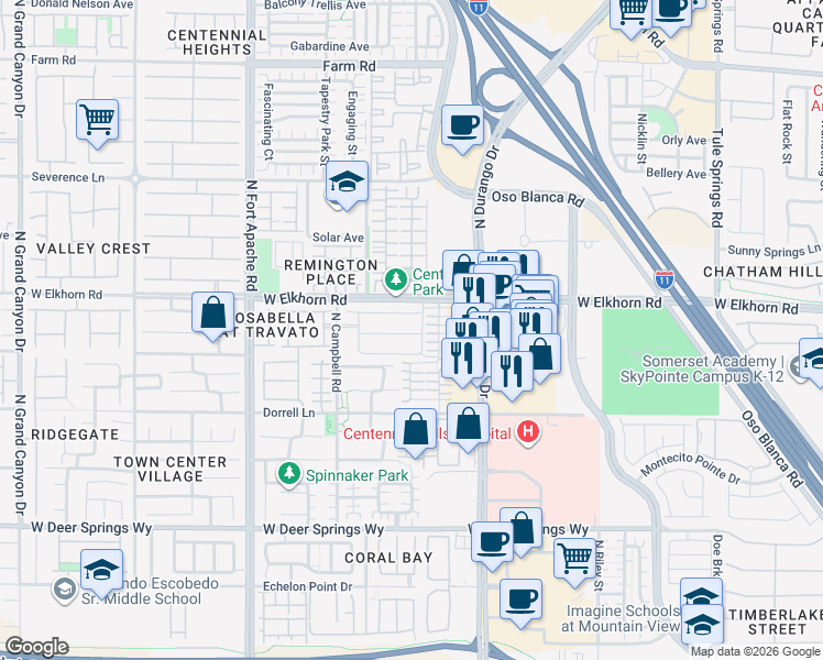 map of restaurants, bars, coffee shops, grocery stores, and more near 8920 Snowtrack Avenue in Las Vegas