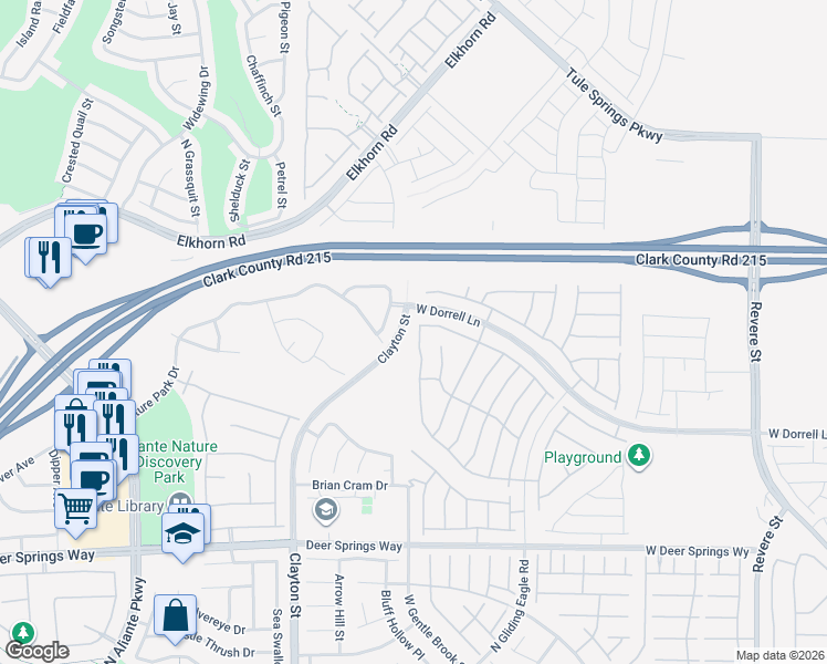 map of restaurants, bars, coffee shops, grocery stores, and more near 7139 Calvert Cliffs Street in North Las Vegas