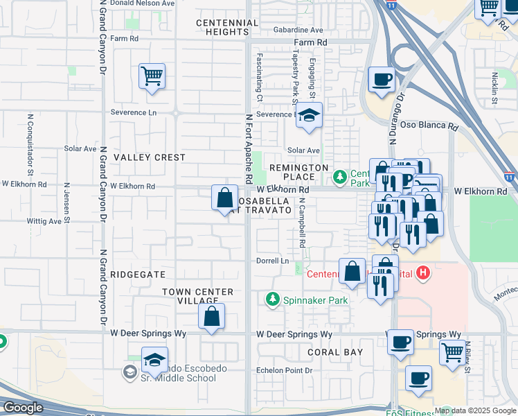 map of restaurants, bars, coffee shops, grocery stores, and more near 7132 Forest Frost Street in Las Vegas