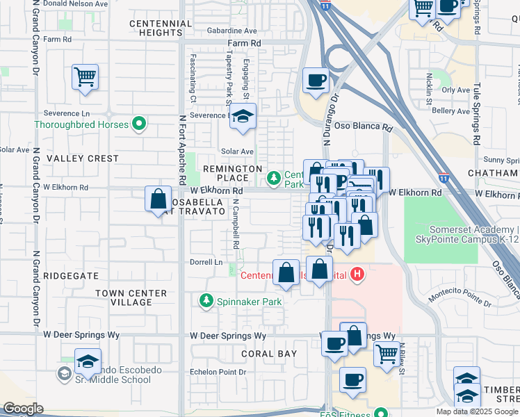 map of restaurants, bars, coffee shops, grocery stores, and more near 8944 Snowtrack Avenue in Las Vegas