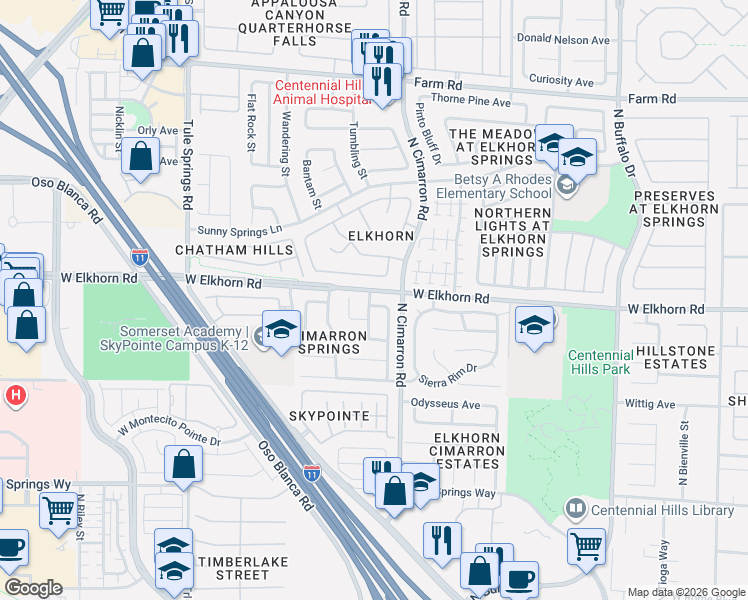 map of restaurants, bars, coffee shops, grocery stores, and more near 8012 Theseas Avenue in Las Vegas