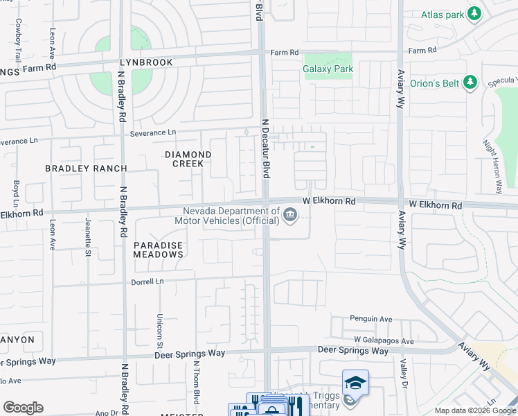 map of restaurants, bars, coffee shops, grocery stores, and more near 7135 Grounsel Street in Las Vegas