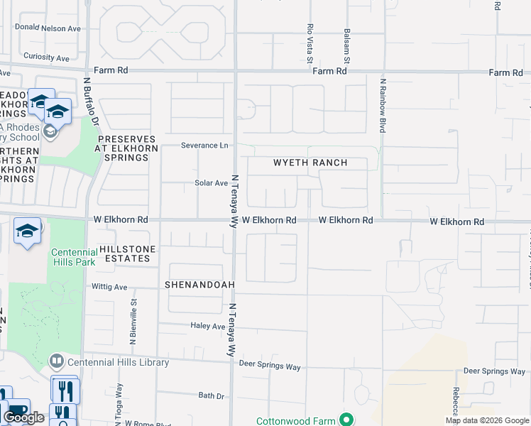 map of restaurants, bars, coffee shops, grocery stores, and more near 7107 Wolf River Avenue in Las Vegas