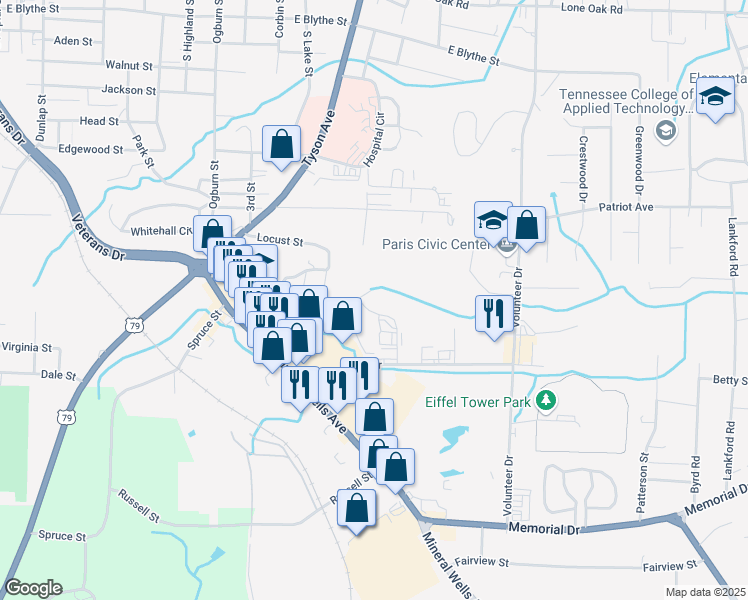 map of restaurants, bars, coffee shops, grocery stores, and more near 186 Commerce Street in Paris