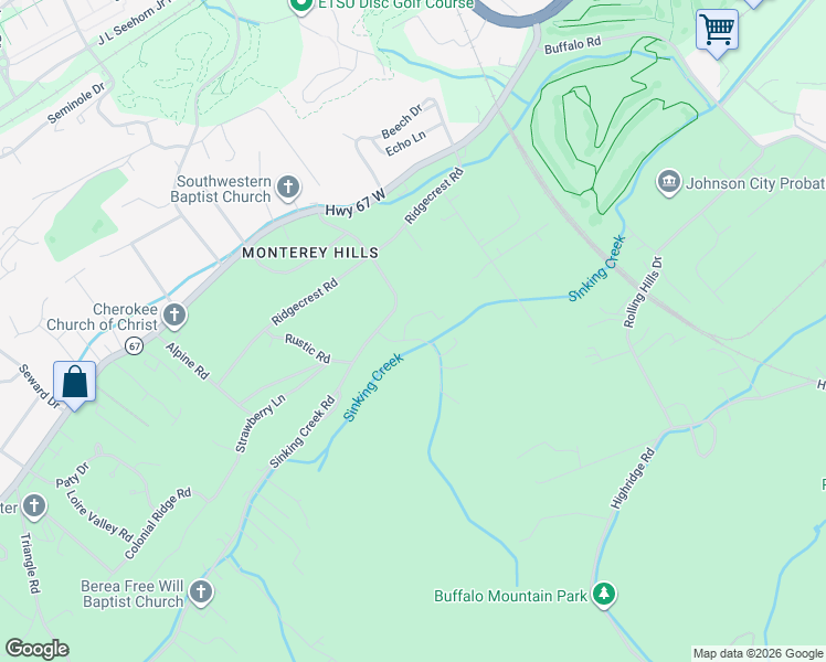 map of restaurants, bars, coffee shops, grocery stores, and more near 2007 Heritage Place in Johnson City