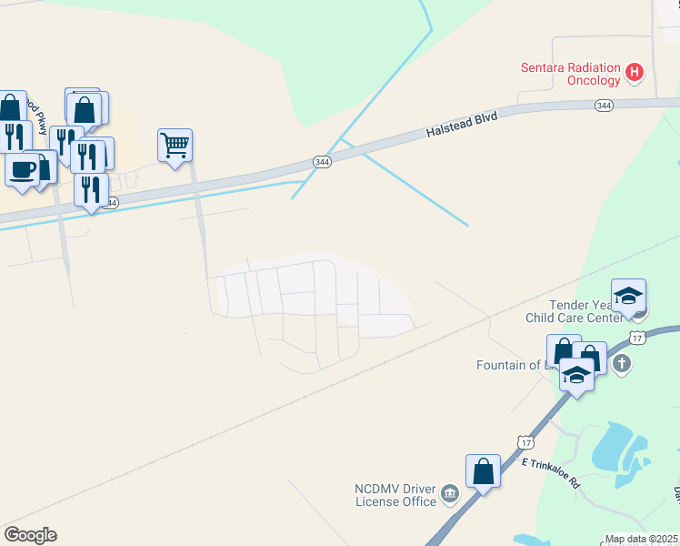 map of restaurants, bars, coffee shops, grocery stores, and more near 3618 Union Street in Elizabeth City