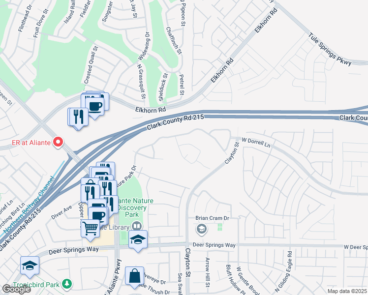 map of restaurants, bars, coffee shops, grocery stores, and more near 2029 Royal Gardens Place in North Las Vegas