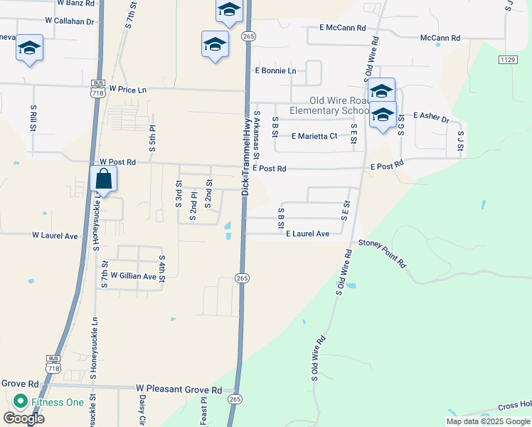 map of restaurants, bars, coffee shops, grocery stores, and more near 109 East Southpointe Avenue in Rogers