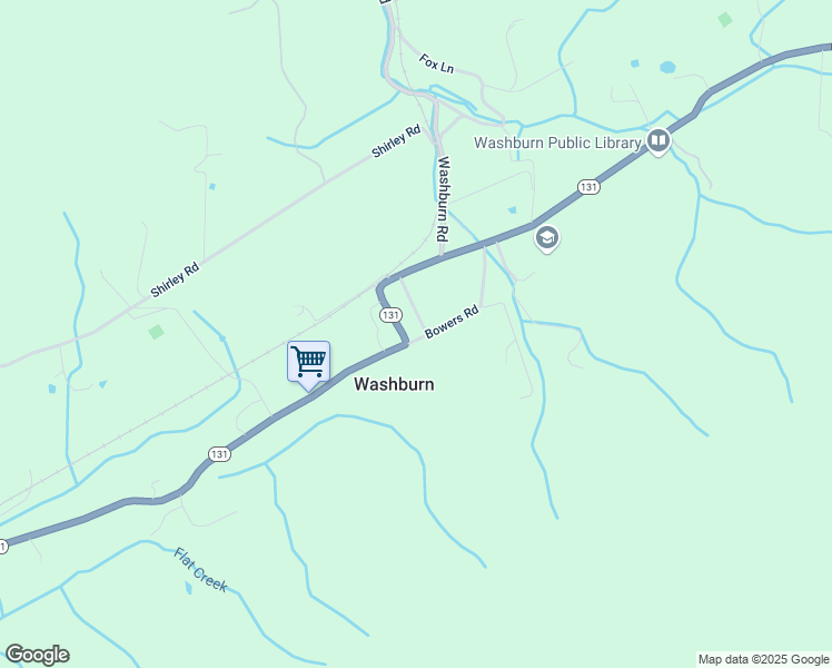 map of restaurants, bars, coffee shops, grocery stores, and more near 8363 Tennessee 131 in Washburn