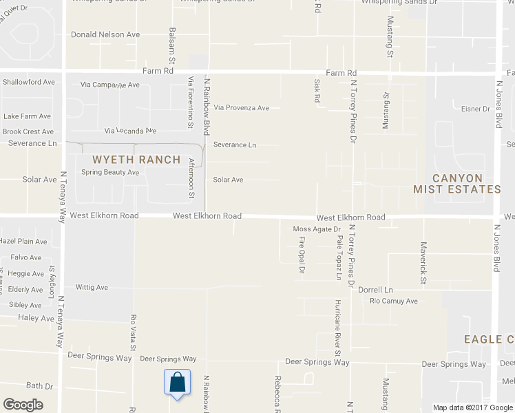 map of restaurants, bars, coffee shops, grocery stores, and more near 6658 West Elkhorn Road in Las Vegas