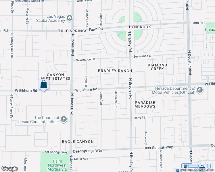map of restaurants, bars, coffee shops, grocery stores, and more near 5613 Blue Peak Street in Las Vegas