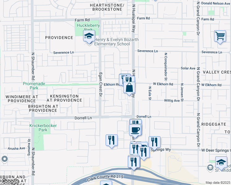 map of restaurants, bars, coffee shops, grocery stores, and more near 7124 Silver Ridge Peak Street in Las Vegas