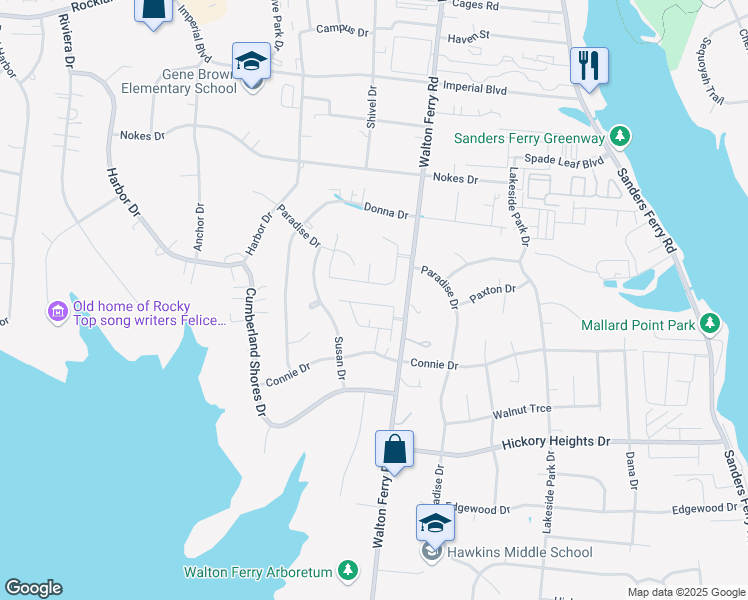 map of restaurants, bars, coffee shops, grocery stores, and more near 111 Edgehill Lane in Hendersonville